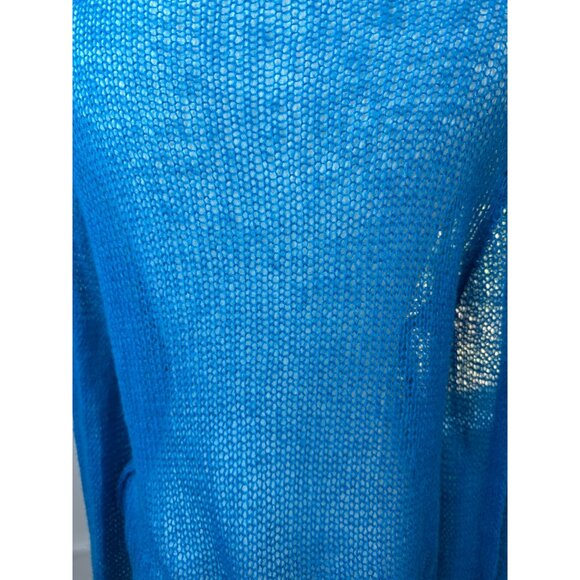 ZARA Small Open-Knit Sweater Sheer Teal/Blue Wool & Polyamide Blend - Picture 8 of 14